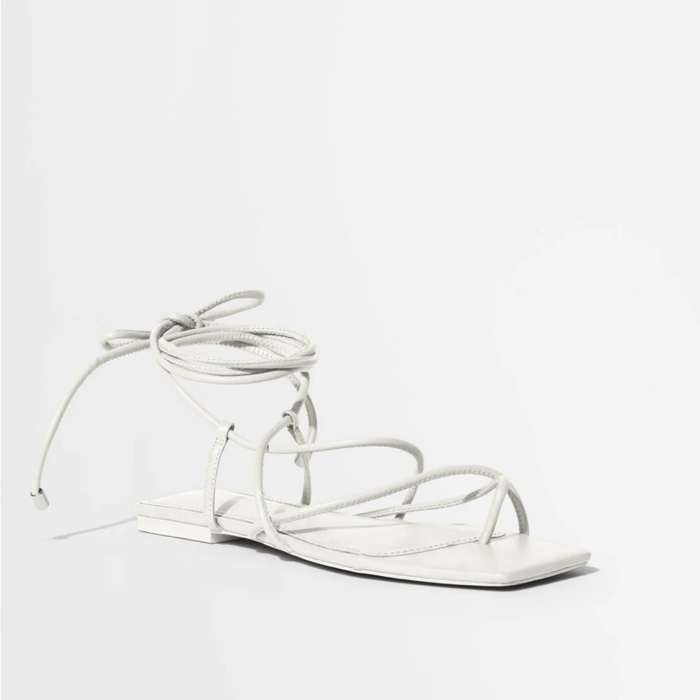 Jonathan Simkhai White Strappy Wrap Sandals
